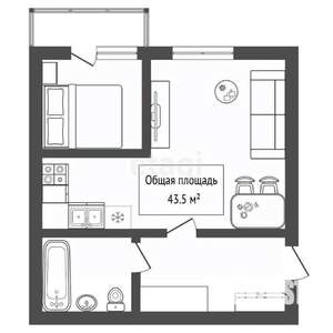 Студия квартира, вторичка, 44м2, 14/18 этаж