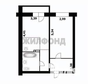2-к квартира, вторичка, 42м2, 4/17 этаж