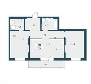 3-к квартира, вторичка, 76м2, 2/18 этаж
