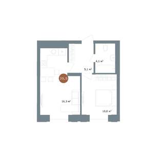 2-к квартира, вторичка, 36м2, 15/18 этаж