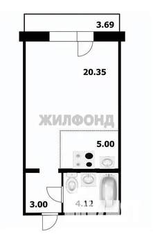 1-к квартира, вторичка, 34м2, 1/10 этаж