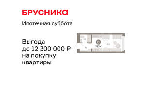 Студия квартира, вторичка, 24м2, 2/23 этаж