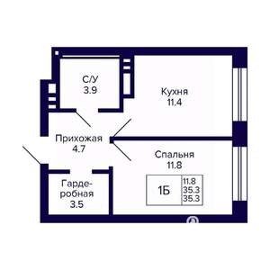 1-к квартира, вторичка, 35м2, 20/20 этаж