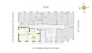 3-к квартира, строящийся дом, 69м2, 2/25 этаж