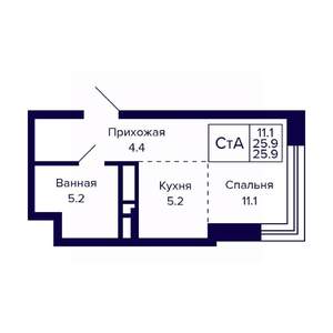 Студия квартира, вторичка, 26м2, 14/23 этаж