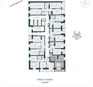 1-к квартира, вторичка, 42м2, 8/25 этаж