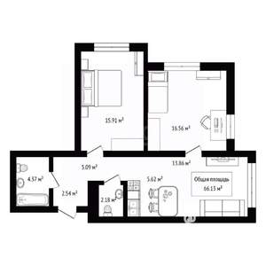 2-к квартира, сданный дом, 66м2, 5/8 этаж