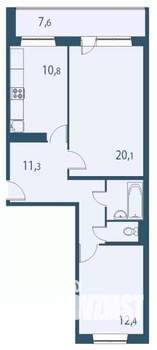 2-к квартира, строящийся дом, 63м2, 5/17 этаж