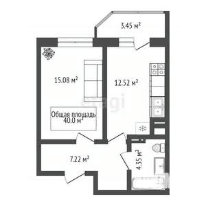 1-к квартира, вторичка, 40м2, 17/20 этаж