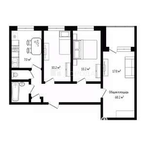 3-к квартира, вторичка, 60м2, 9/9 этаж