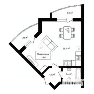 Студия квартира, вторичка, 38м2, 11/12 этаж