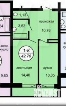 1-к квартира, вторичка, 43м2, 3/17 этаж