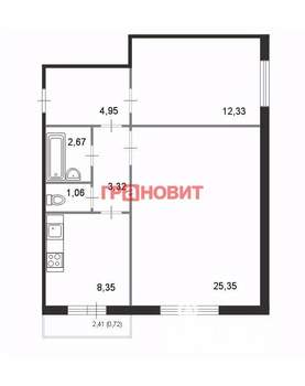 2-к квартира, вторичка, 59м2, 5/10 этаж