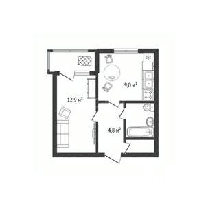 1-к квартира, вторичка, 32м2, 3/4 этаж