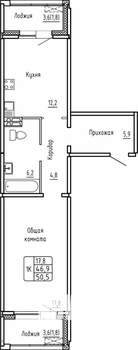 1-к квартира, вторичка, 51м2, 1/14 этаж