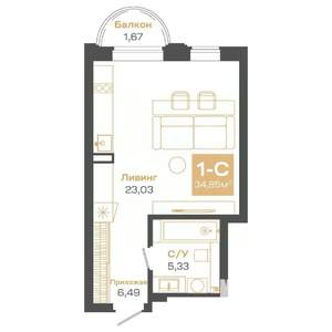 Студия квартира, строящийся дом, 35м2, 5/24 этаж