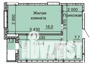 1-к квартира, вторичка, 39м2, 13/16 этаж
