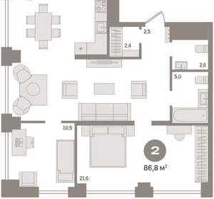 2-к квартира, вторичка, 87м2, 4/30 этаж