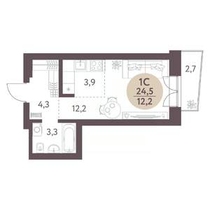 Студия квартира, вторичка, 25м2, 6/7 этаж