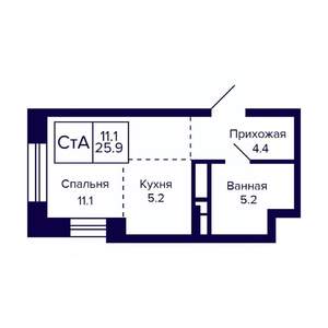 Студия квартира, вторичка, 26м2, 10/23 этаж