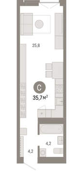Студия квартира, вторичка, 36м2, 16/23 этаж