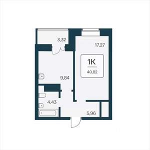 1-к квартира, вторичка, 41м2, 18/25 этаж