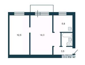 2-к квартира, вторичка, 44м2, 2/5 этаж