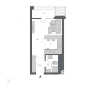 1-к квартира, строящийся дом, 30м2, 11/24 этаж