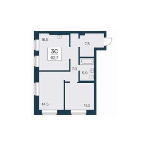 3-к квартира, вторичка, 63м2, 25/30 этаж