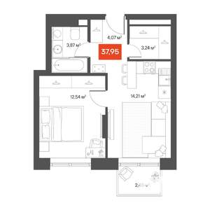 1-к квартира, вторичка, 38м2, 8/10 этаж