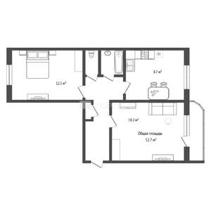 2-к квартира, вторичка, 53м2, 6/10 этаж