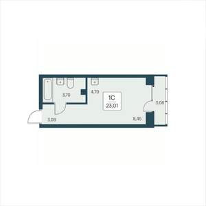 Студия квартира, строящийся дом, 23м2, 23/25 этаж