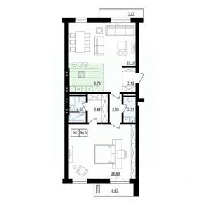 2-к квартира, вторичка, 102м2, 4/8 этаж