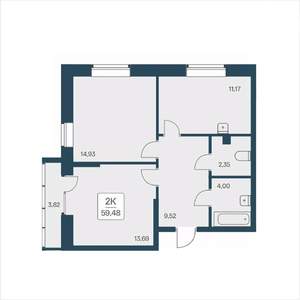 2-к квартира, вторичка, 59м2, 18/25 этаж