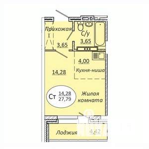 Студия квартира, вторичка, 28м2, 7/25 этаж