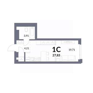 Студия квартира, вторичка, 28м2, 20/30 этаж