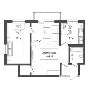 2-к квартира, вторичка, 41м2, 3/4 этаж