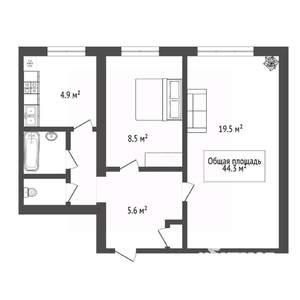 2-к квартира, вторичка, 44м2, 8/9 этаж