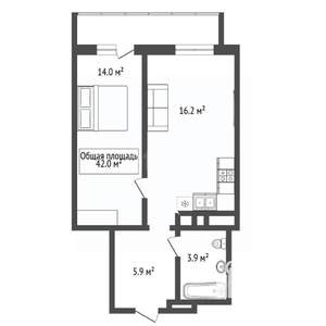 1-к квартира, вторичка, 42м2, 17/26 этаж