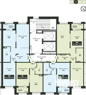 2-к квартира, вторичка, 71м2, 4/14 этаж