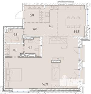 3-к квартира, вторичка, 97м2, 22/25 этаж