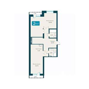 2-к квартира, строящийся дом, 80м2, 5/19 этаж
