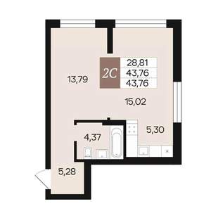 2-к квартира, вторичка, 44м2, 2/10 этаж