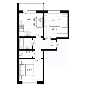 2-к квартира, вторичка, 61м2, 11/17 этаж