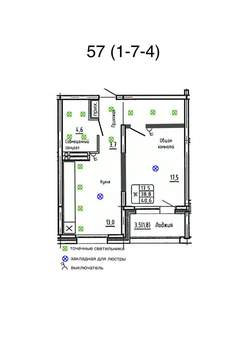 1-к квартира, вторичка, 41м2, 7/25 этаж