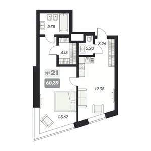 2-к квартира, вторичка, 60м2, 11/15 этаж