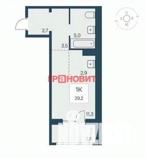 Студия квартира, вторичка, 29м2, 13/17 этаж