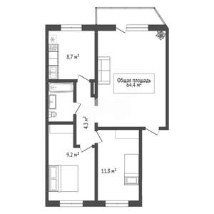 3-к квартира, вторичка, 64м2, 10/10 этаж