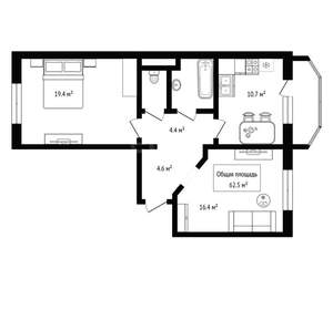 2-к квартира, вторичка, 63м2, 11/18 этаж
