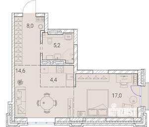 2-к квартира, вторичка, 49м2, 10/25 этаж